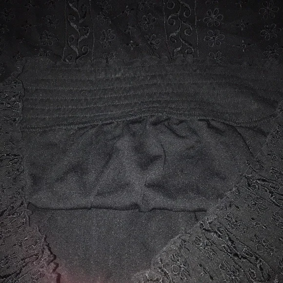 INC International Concepts size XL black semi sheer lace top lined 3/4 sleeve - Picture 9 of 11